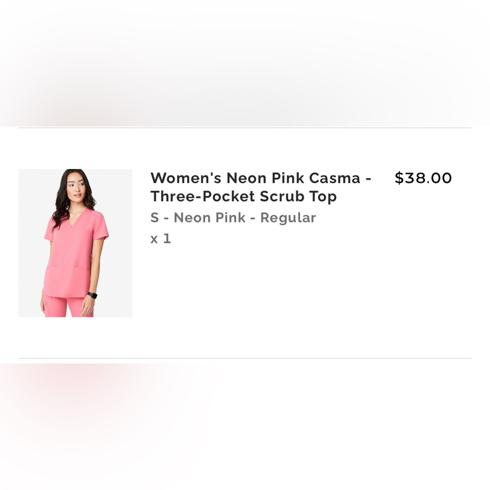 FIGS Neon Pink Casma Three-Pocket Scrub Top - size small
